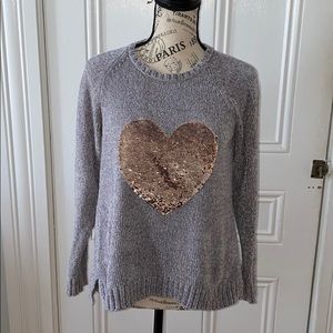 JUSTICE Girls chenille sweater with sequin heart
